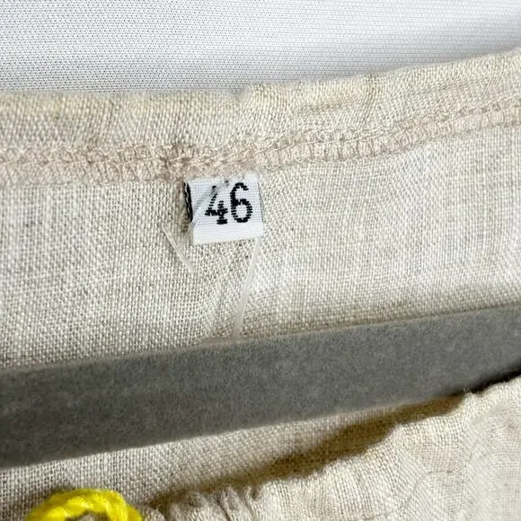 Needlepoint Yellow Sunflower Peasant Blouse Womens 46/XL Drawstring Neckline - Picture 10 of 12